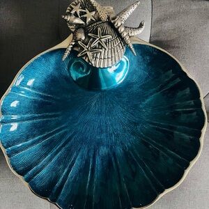 Star Home Coquilles Blue Scallop Server Bowl Starfish